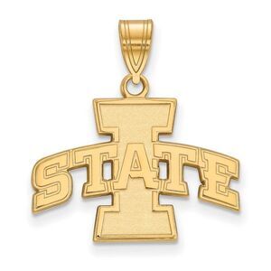 14k Gold Plated Silver Iowa State Medium 'I STATE' Pendant